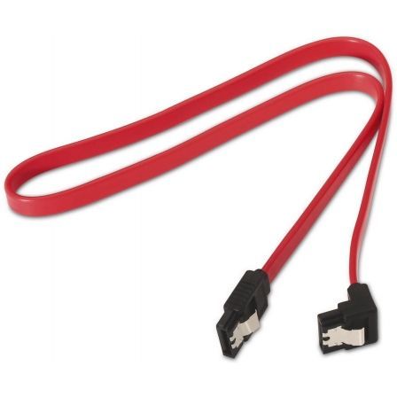 Aisens Cable SATA III de datos acodado con anclajes, 0,5 m, Negro/Rojo